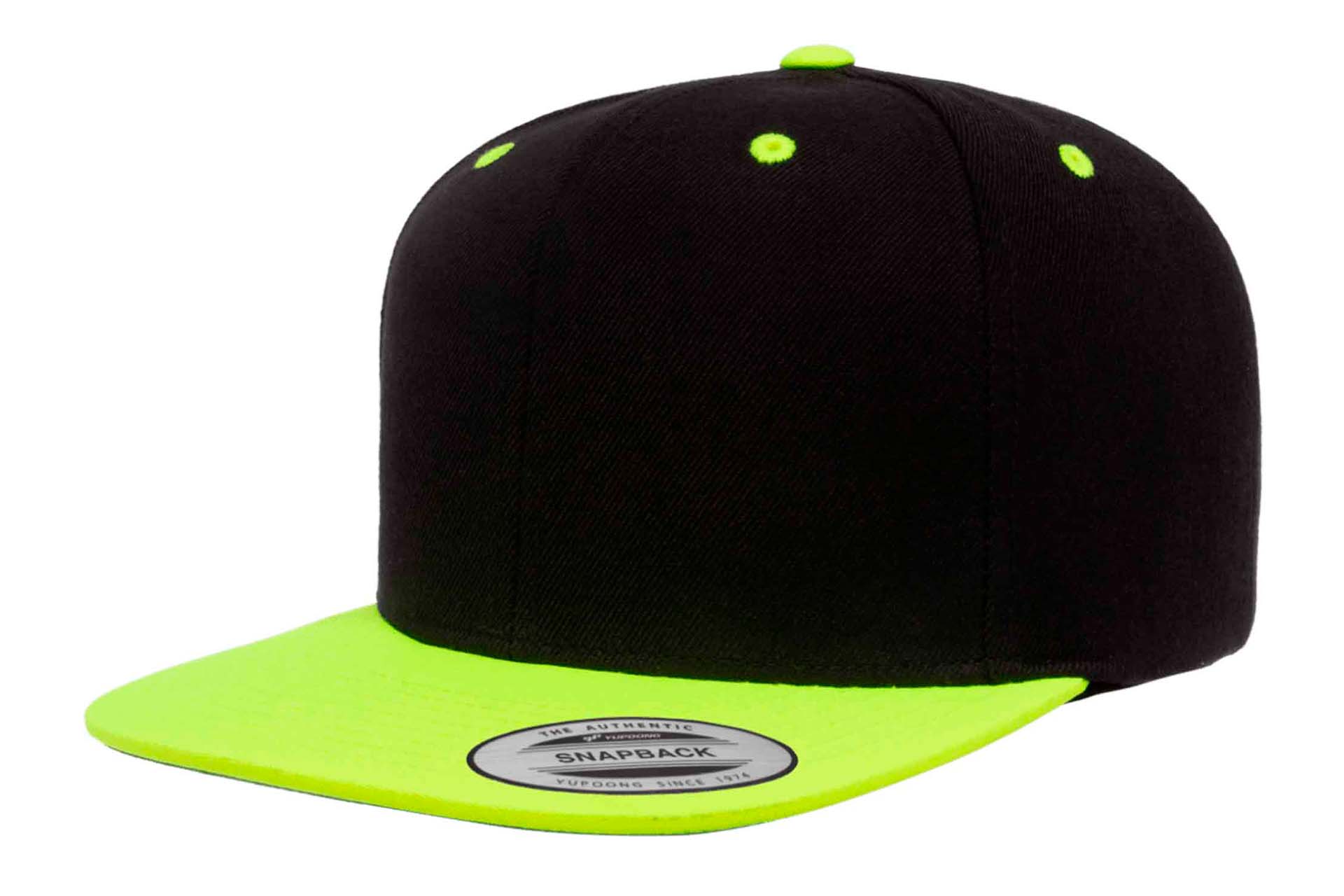 Gorra Flexfit Snapback Plana 6089MT 6 Paneles Black / Neon Green